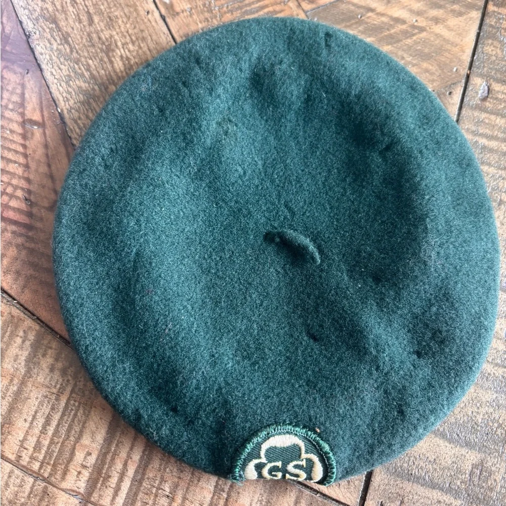 VINTAGE 1960’S GIRL SCOUTS GREEN KANGUL BERET 100% WOOL